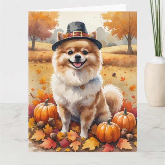 Pommeren in het najaar laat Thanksgiving kunst ach Kaart (Voorkant)