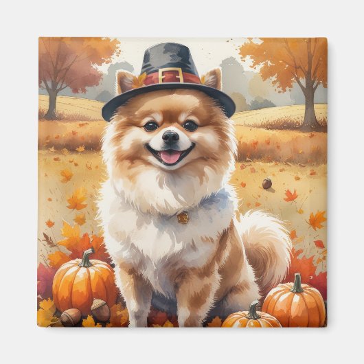 Pommeren in het najaar laat Thanksgiving kunst ach Magneet (Voorkant)