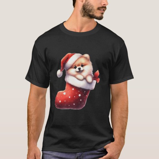 Pommeren in Sock-kerstkerstkerstkerstkerstkerstker T-shirt (Voorkant)