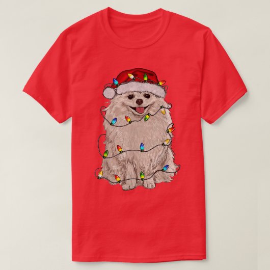 Pommeren Kerstboom Licht Pajama Hondenliefhebber X T-shirt (Design voorkant)