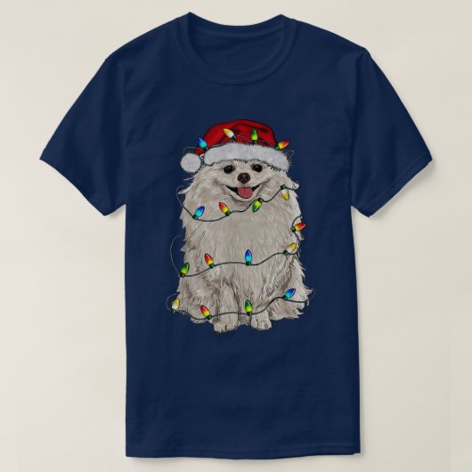Pommeren Kerstboom Licht Pajama Hondenliefhebber X T-shirt (Design voorkant)