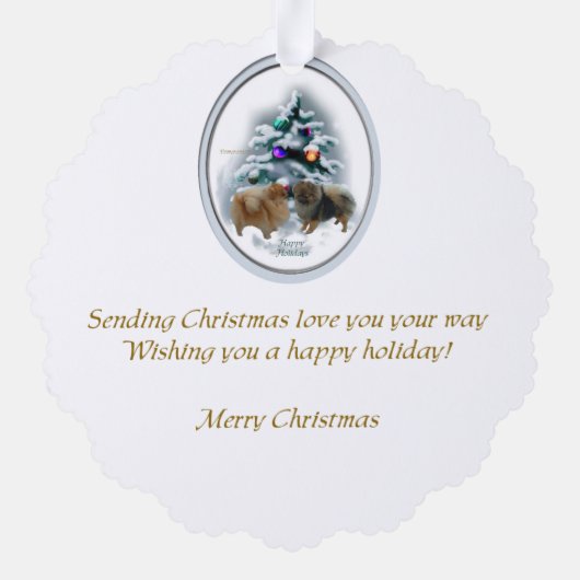 Pommeren kerstcadeaus ornament kaart (Achterkant)