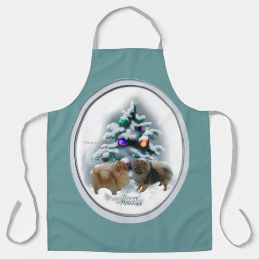 Pommeren kerstcadeaus schort (Voorkant)