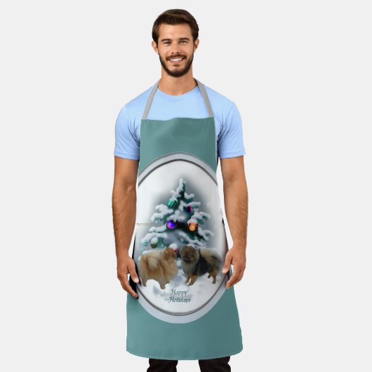 Pommeren kerstcadeaus schort (Gedragen)