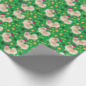 Pommeren Kerstmis met Santa hat, groen Cadeaupapier (Hoek)