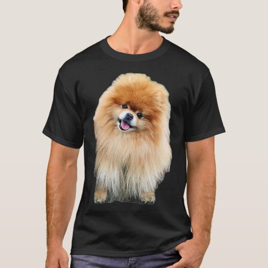 Pommeren Kute Puppy Dog Head-kanteling T-shirt (Voorkant)