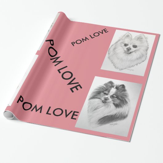 Pommeren Love wrapping paper original artwork Cadeaupapier (Uitgerold)