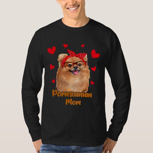 Pommeren Mam Valentijnsdag Dog Mam Moederdag W T-shirt (Voorkant)