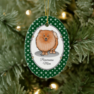 Pommeren mama Pom Mam (oranje rood) Cute Dog Mam Keramisch Ornament