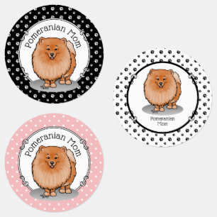 Pommeren mama Pom Mam (oranje rood) Cute Dog Mam Labels