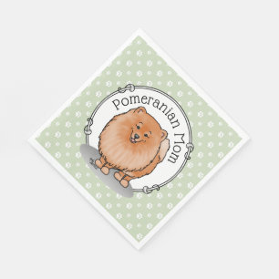 Pommeren mama Pom Mam (oranje rood) Cute Dog Mam Servet