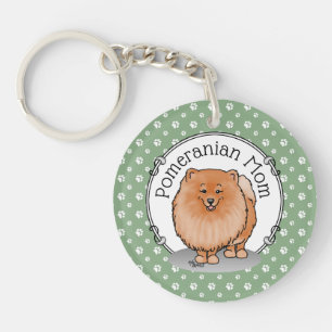 Pommeren mama Pom Mam (oranje rood) Cute Dog Mam Sleutelhanger