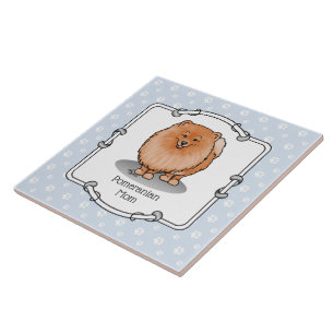 Pommeren mama Pom Mam (oranje rood) Cute Dog Mam Tegeltje