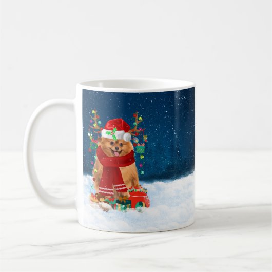 Pommeren met kerstcadeautjes koffiemok (Links)