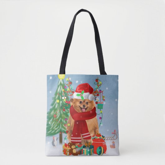Pommeren met kerstcadeautjes tote bag (Voorkant)