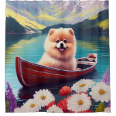 Pommeren op een peddel: een Schilderachtig avontuu Douchegordijn (Voorkant)