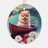 Pommeren op een peddel: een Schilderachtig avontuu Keramisch Ornament (Links)