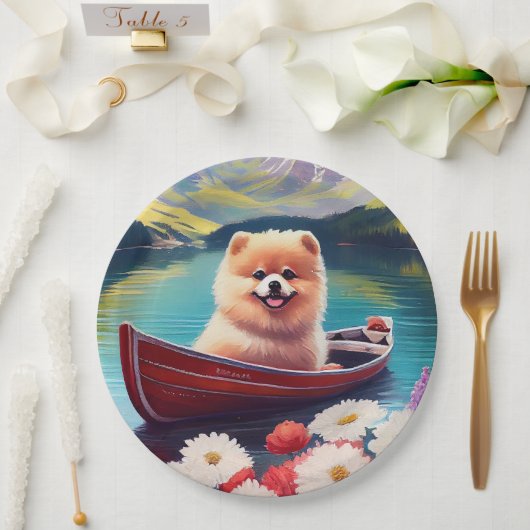 Pommeren op een peddel: een Schilderachtig avontuu Papieren Bordje (Huwelijk)