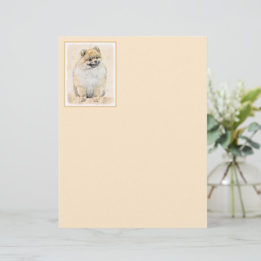 Pommeren (Oranje) schilderen - Oorspronkelijke hon (Staand voorkant)