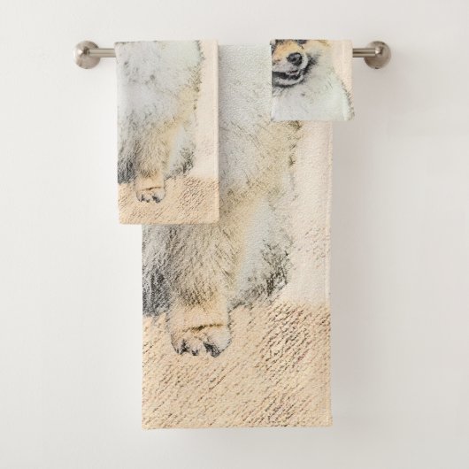 Pommeren (Oranje) schilderen - Oorspronkelijke hon Bad Handdoek (Insitu)