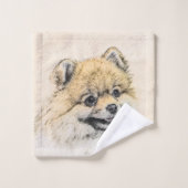 Pommeren (Oranje) schilderen - Oorspronkelijke hon Bad Handdoek (Wasdoekje)