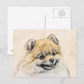 Pommeren (Oranje) schilderen - Oorspronkelijke hon Briefkaart (Voorkant / Achterkant)