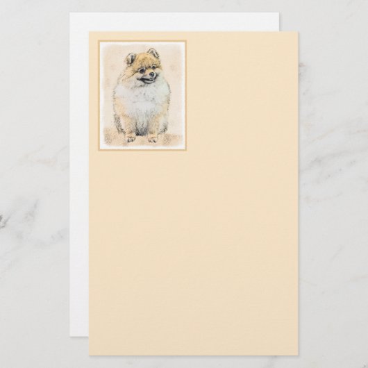 Pommeren (Oranje) schilderen - Oorspronkelijke hon Briefpapier (Voorkant / Achterkant)