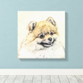 Pommeren (Oranje) schilderen - Oorspronkelijke hon Canvas Afdruk (Insitu (Houten vloer))