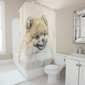 Pommeren (Oranje) schilderen - Oorspronkelijke hon Douchegordijn (In situ)