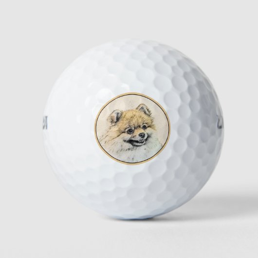 Pommeren (Oranje) schilderen - Oorspronkelijke hon Golfballen (Voorkant)