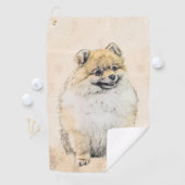 Pommeren (Oranje) schilderen - Oorspronkelijke hon Golfhanddoek (Insitu)