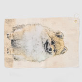 Pommeren (Oranje) schilderen - Oorspronkelijke hon Golfhanddoek (Horizontaal)