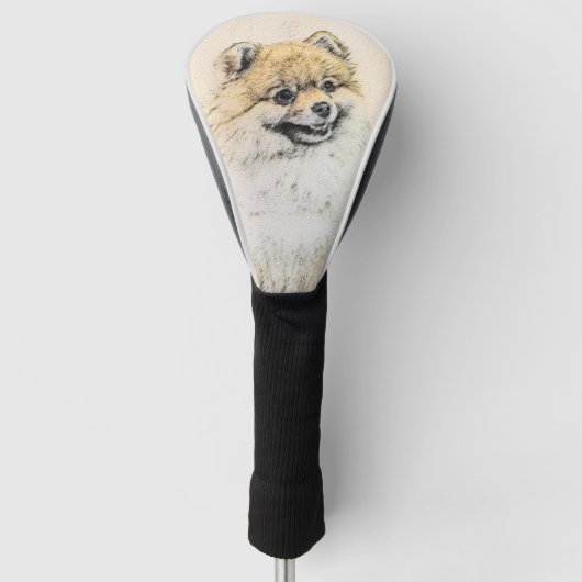 Pommeren (Oranje) schilderen - Oorspronkelijke hon Golfheadcover (Voorkant)