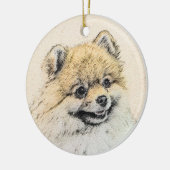 Pommeren (Oranje) schilderen - Oorspronkelijke hon Keramisch Ornament (Links)