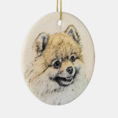 Pommeren (Oranje) schilderen - Oorspronkelijke hon Keramisch Ornament (Rechts)