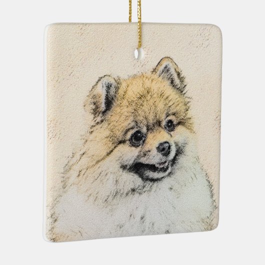 Pommeren (Oranje) schilderen - Oorspronkelijke hon Keramisch Ornament (Rechts)