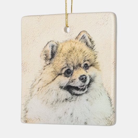 Pommeren (Oranje) schilderen - Oorspronkelijke hon Keramisch Ornament (Links)