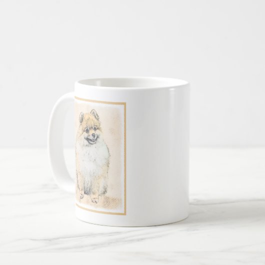 Pommeren (Oranje) schilderen - Oorspronkelijke hon Koffiemok (Voorkant links)