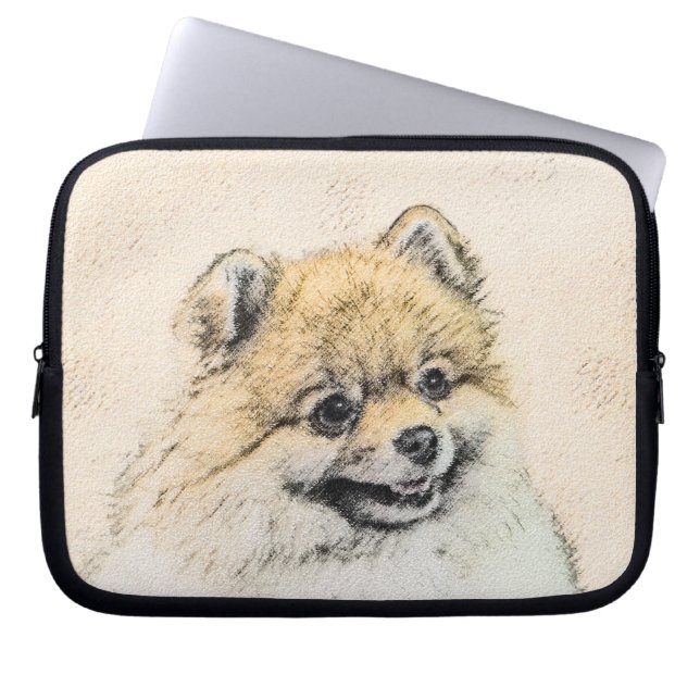 Pommeren (Oranje) schilderen - Oorspronkelijke hon Laptop Sleeve (Voorkant)
