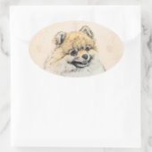 Pommeren (Oranje) schilderen - Oorspronkelijke hon Ovale Sticker (Tas)