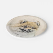 Pommeren (Oranje) schilderen - Oorspronkelijke hon Papieren Bordje (Gekanteld)