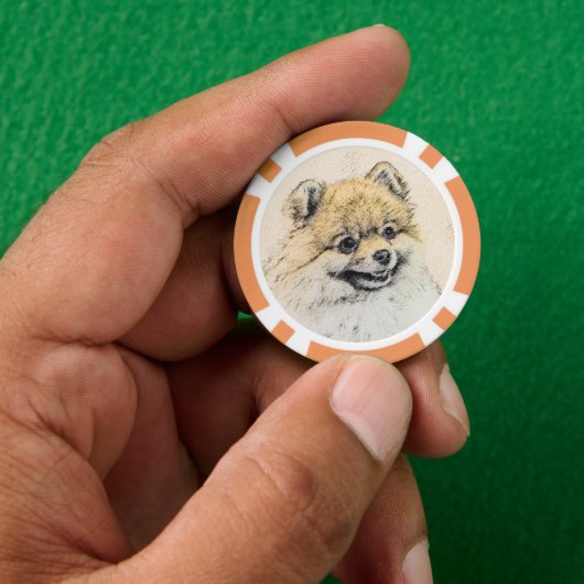 Pommeren (Oranje) schilderen - Oorspronkelijke hon Poker Chips (Hand)
