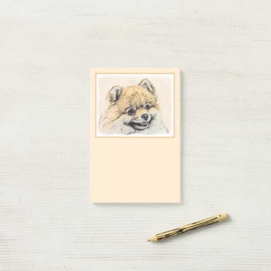 Pommeren (Oranje) schilderen - Oorspronkelijke hon Post-it® Notes (Op bureau)