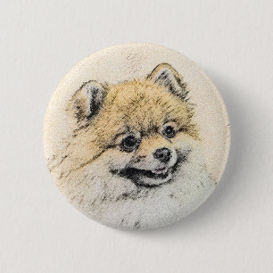Pommeren (Oranje) schilderen - Oorspronkelijke hon Ronde Button 5,7 Cm