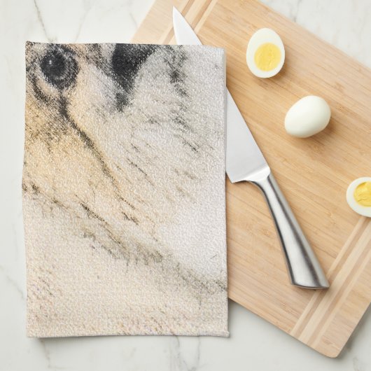 Pommeren (Oranje) schilderen - Oorspronkelijke hon Theedoek (Quarter Fold)