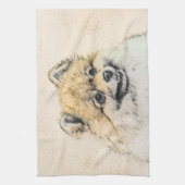 Pommeren (Oranje) schilderen - Oorspronkelijke hon Theedoek (Verticaal)