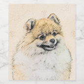 Pommeren (Oranje) schilderen - Oorspronkelijke hon Wijn Etiket (Enkel label)