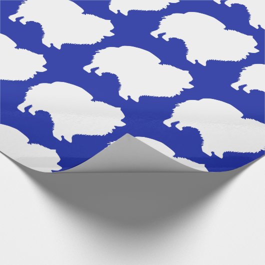 Pommeren pakpapier wit silhouetblauw (Hoek)