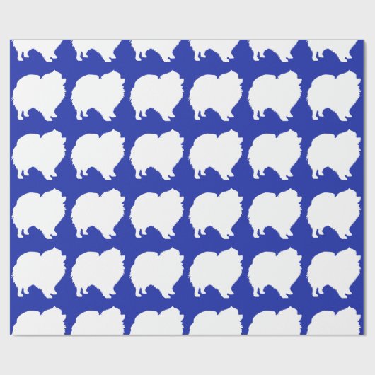 Pommeren pakpapier wit silhouetblauw (Vlak)