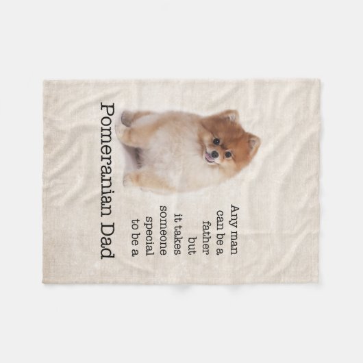 Pommeren Papa Fleece Blanket (Voorkant (Horizontaal))